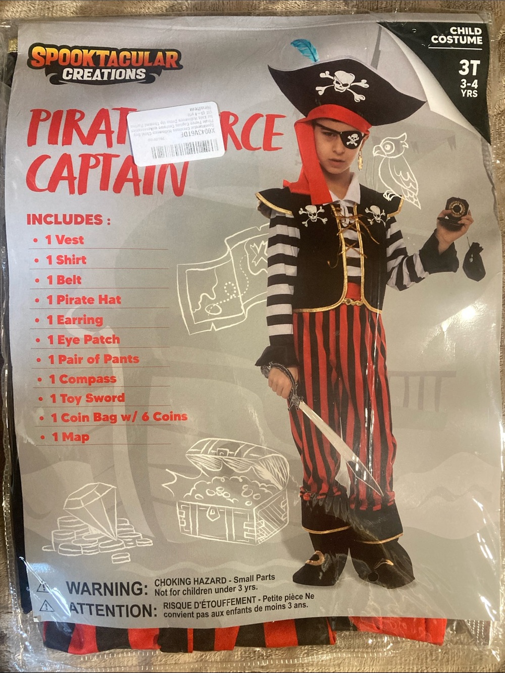 Spooktacular Creations Halloween Child Pirate fierce captain costume Size 3T